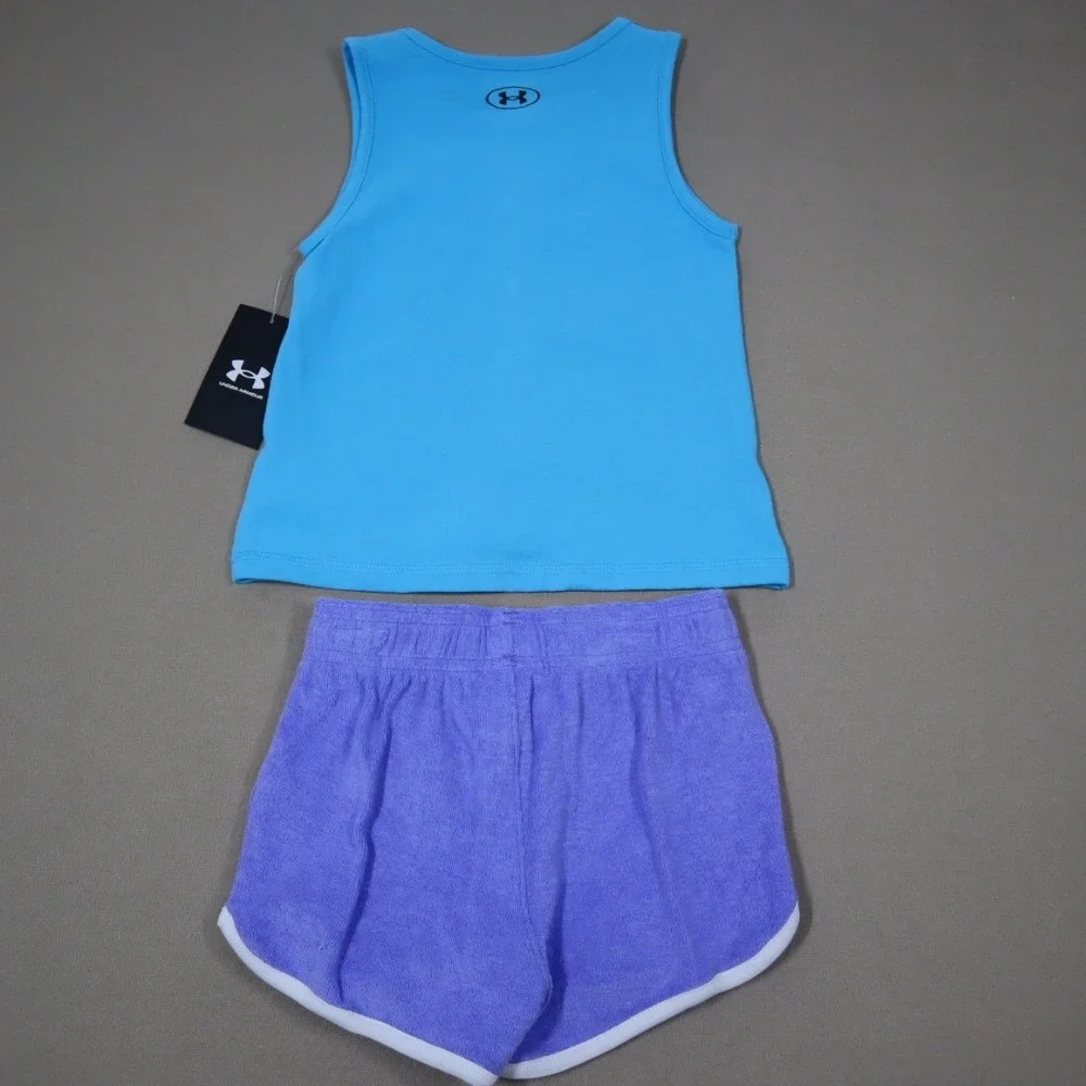 Under Armour Little Girls‎ Rainbow Wordmark Tank and Shorts Set - Blue Surf - 6